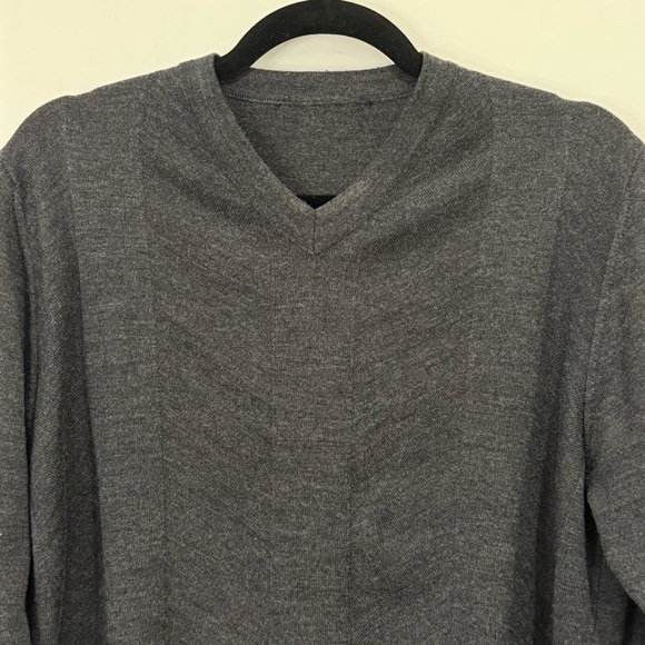 Ermenegildo Zegna Wool Sweater Small Gray V Neck Indented Stripe Quiet Luxury - Picture 4 of 10